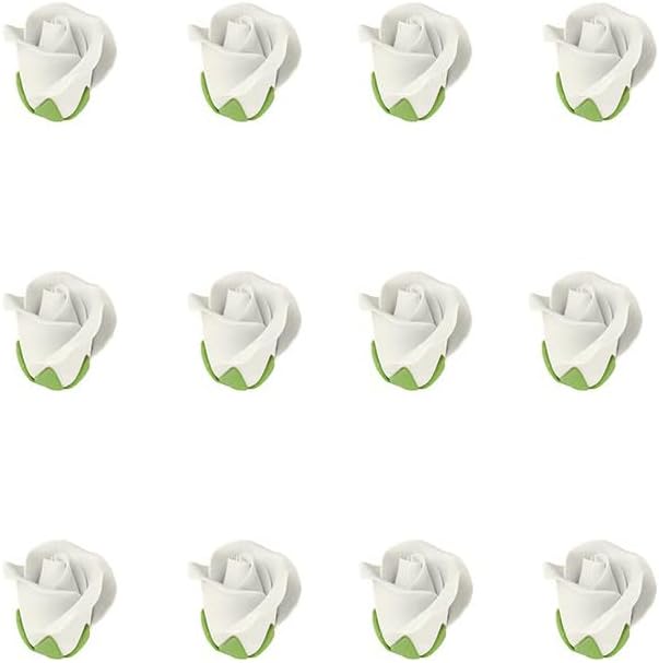 O'Creme White Garden Roses Gumpaste Flower Set - 1-1/4" Edible Flowers for Cake Decorating - Sugar Paste Decorations for Cakes, Cupcake Toppers - Birthday, Valentine's Day - Baby Shower - Set of 12
