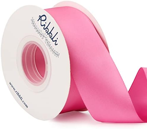 Ribbli Hot Pink Double Faced Satin Ribbon,1-1/2” x Continuous 25 Yards,Use for Bows Bouquet,Gift Wrapping,Floral Arrangement