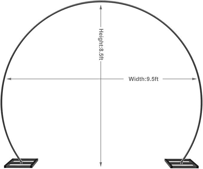 LANGXUN 9.5ft Large Size Black Metal Balloon Arch Kit - Birthday & Wedding Decoration, Graduation & Event Party Supplies, Baby Shower Photo Background
