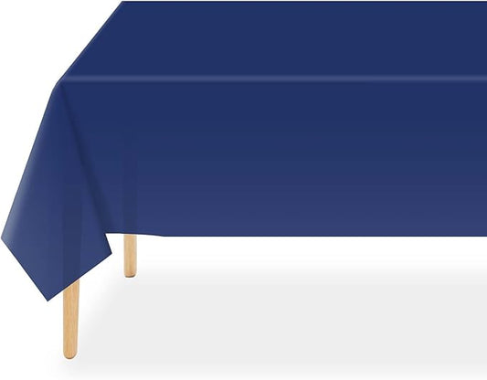 QIKSION Navy Blue Plastic Table Cloth Disposable 12 Pack, 54 x 108 Inch Tablecloths for Party, Graduation, Patriotic, Veterans Day Decorations, Dark Blue Rectangle Table Cover