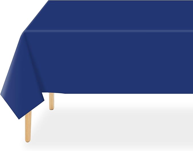 QIKSION Navy Blue Plastic Table Cloth Disposable 2 Pack, 54 x 108 Inch Tablecloths for Party, Graduation, Patriotic, Veterans Day Decorations, Dark Blue Rectangle Table Cover