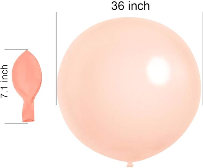 36 Inch Giant Latex Balloons, Neo LOONS Pastel Light Peach Rainbow Balloons Large Macaron Balloons for Birthdays Weddings Receptions Festival Party Decoration, Pack of 5 Pcs