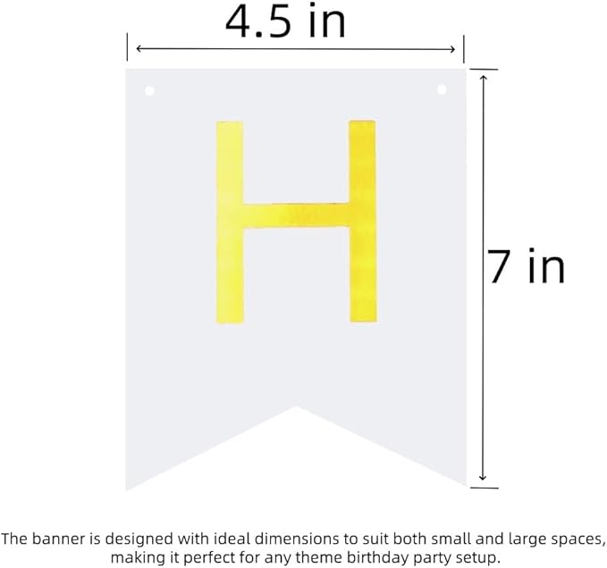 Happy Birthday Banner Birthday Party Supplies Garland Decorations Birthday Signs Nursery Hanging Decor (White)