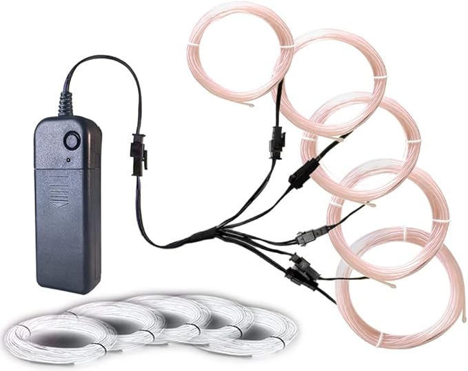 Neon Light 5-in-1 Meter Wire，Portable Battery Pack with Decorative Wire， Suitable for Birthday Parties，Thanksgiving and Other Occasions. (White)