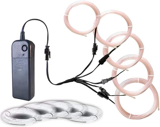Neon Light 5-in-1 Meter Wire，Portable Battery Pack with Decorative Wire， Suitable for Birthday Parties，Thanksgiving and Other Occasions. (White)