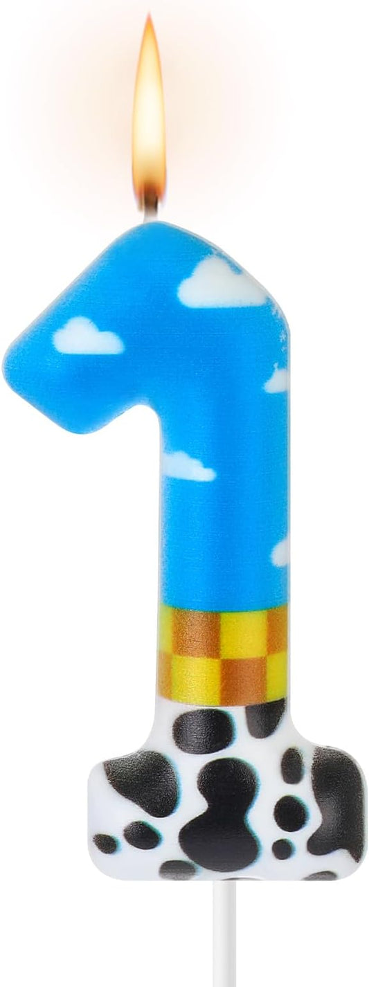 Threlaco Toy Inspire Game Birthday Number Candles Cartoon Cake Topper Cartoon Cake Decorations Birthday Decoration Supplies for Boy Girl Party Decor Supplies(Number 1)