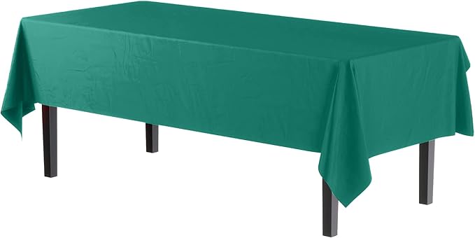 Exquisite Party Solids 6-Pack Premium Plastic Tablecloth 54in. x 108in. Rectangle Plastic Table Cover - Teal