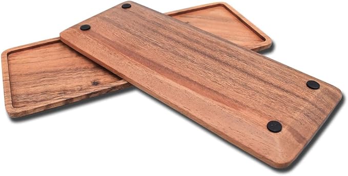 Linwnil Solid Wood Serving Platters and Trays of Natural Acacia Wood Log Charcuterie Boards,Cheese Board (6, 13.8" L x 5.5" W x 0.6" H)
