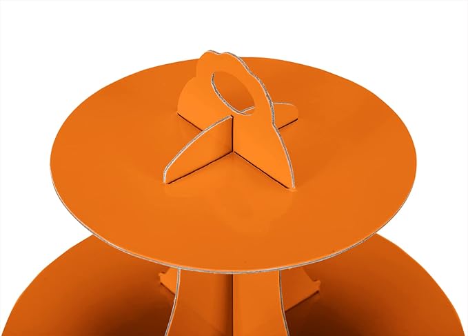 YLDW Cupcake Stand, 3-Tier Cupcake Stand Display, Cardboard Cup Cake Tower Stand, Disposable Dessert Stand for Birthday Tea Party Baby Shower Treat Decorations, Orange
