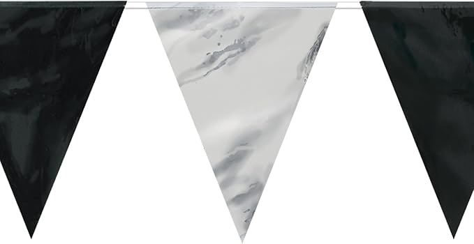 Beistle 59844-BKS Pennant Banner, 11" x 12', Black/Silver