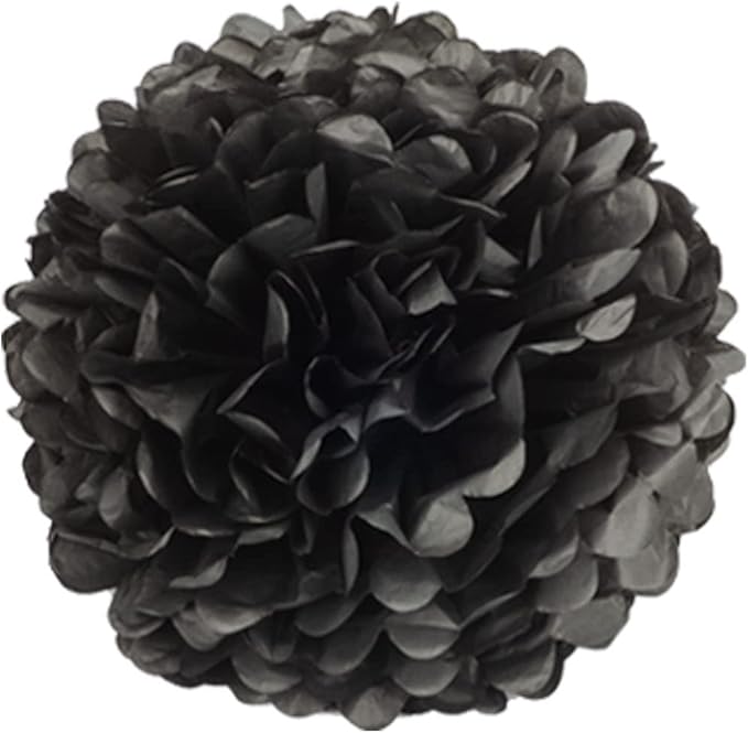 2026 New Year Deco,12Pcs Gold Black Hanging Tissue Paper Pom Poms,Pompoms Flowers for Ceiling Party Decorations