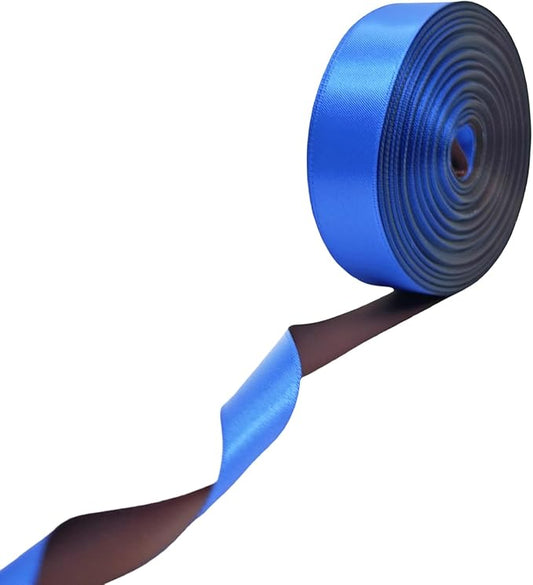Ribbon 1 Inch, Blue & Coco Brown Two-Tone Double Faced Satin Ribbon for Gift Wrapping, Flower Bouquet, Bow, Hair, Wedding, DIY Crafts, Holiday Party Decorations, 30 Yards Total