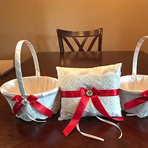ITIsparkle 1" Inch Double Faced Satin Ribbon 50 Yards-Roll Set for Gift Wrapping Scrap Books Party Favor Hair Braids Baby Shower Decoration Floral Arrangement Craft Supplies, Red Ribbon
