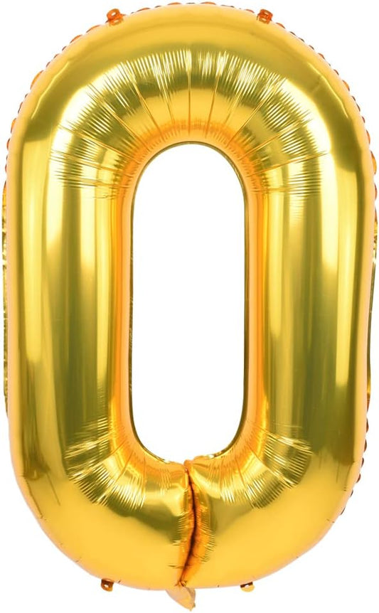 TONIFUL 40 Inch Gold Large Numbers0-9 Foil Mylar Big Number Balloon Digital 0 for 2026 Graduation New Year Eve Birthday Party,Wedding, Bridal Shower Engagement Photo Shoot, Anniversary