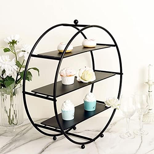 21 Inches Matte Black 3 Tier Metal Wheel Cupcake Holder Dessert Stand | Display Tower for Birthday Wedding Party Events Reception Catering Dining Decorations Supplies