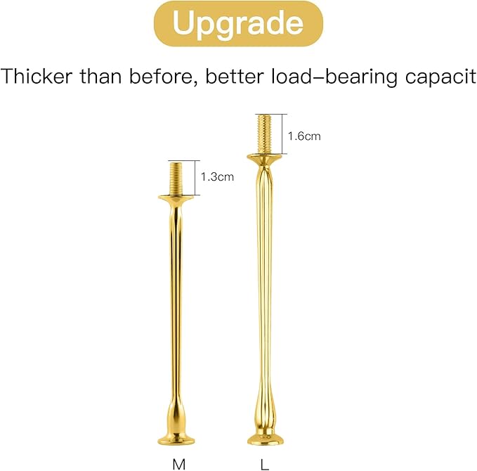 6 Set Large Tiered Tray Hardware for Cake Stand Mold Crown upgrade 3 Tier Cake Stand Fittings Hardware Holder for Party and Wedding Making Resin Dessert Platter Serving Stand (Gold&Silver&Black)