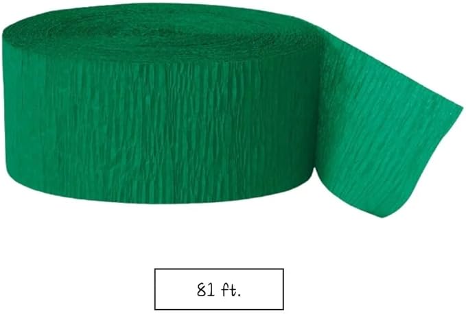 Premium Emerald Green Crepe Paper Streamer - 81 ft (1 Pc) - Perfect for Birthdays, Weddings, and Events