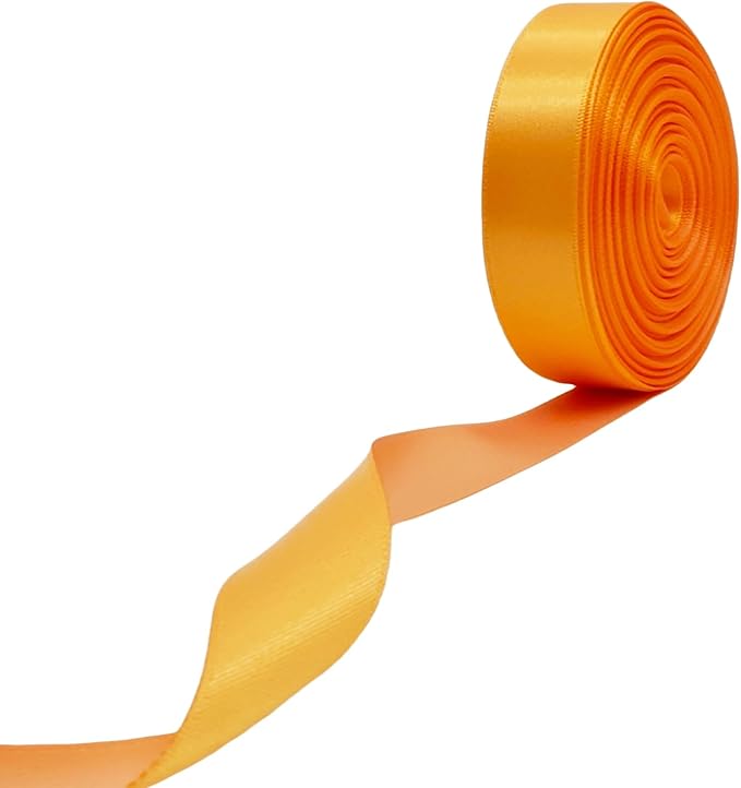 Ribbon 1 Inch, Gold & Peach Two-Tone Double Faced Satin Ribbon for Gift Wrapping, Flower Bouquet, Bow, Hair, Wedding, DIY Crafts, Holiday Party Decorations, 30 Yards Total