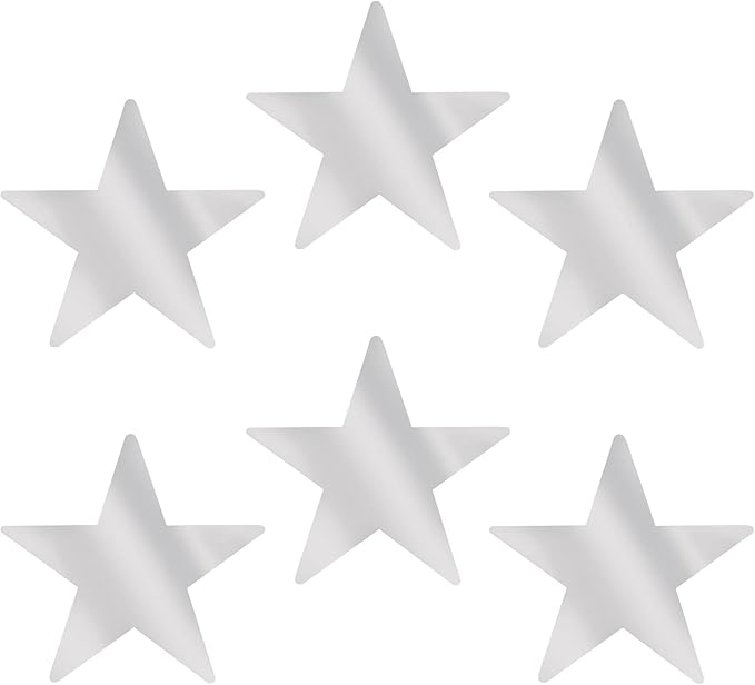 Beistle , 6 Piece Jumbo Foil Star Cutouts, 20" (Silver)