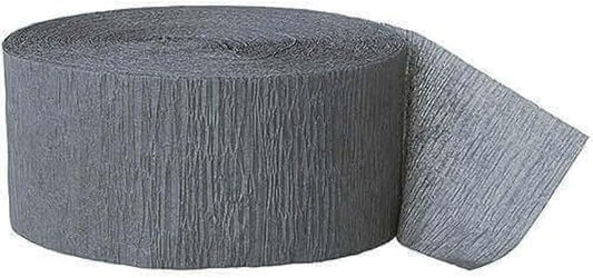 Premium Grey Crepe Paper Streamer - 81 ft (1 Pc) - Perfect for Birthdays, Weddings, and Events