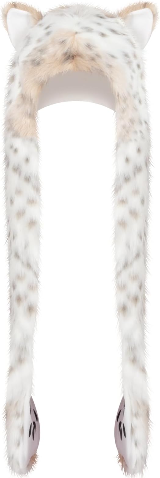 ShellKingdom Plush Novelty Animal Hat,3 in 1 Function Faux Fur Full Animal Hood Hat Winter Warmer Cap