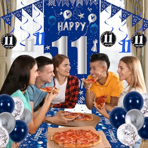 11th Birthday Decorations for Boys Girls, Blue 11 Years Old Party Supplies