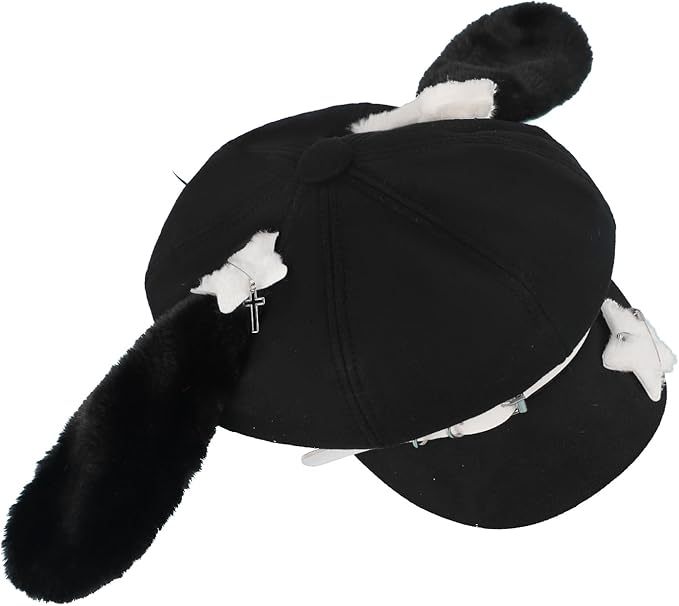 JIAHG Sweet Puppy Ears Beret Hat Cute Bunny Animal Ear Lolita Cabbie Cap Adjustable French Painter Y2K Fashion Beanie Cap