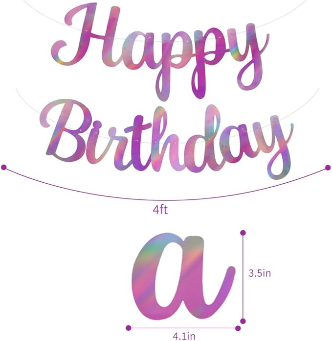 BEISHIDA Double-Sided Rainbow Purple Happy Birthday Banner - NO DIY,10Feet,Pre-Strung Birthday Party Decorations Birthday Backdrop Sign Garland Happy Birthday Decorations for Women
