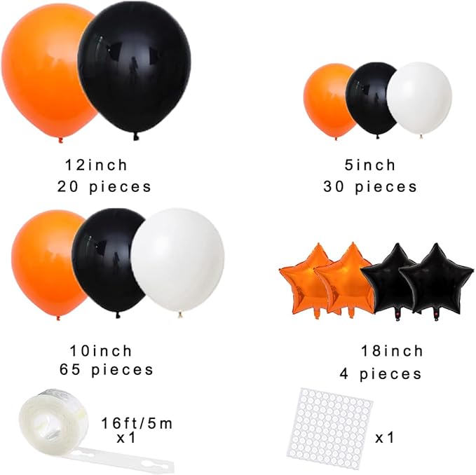 Orange Black White Balloon Garland Arch Kit - Orange Black White Balloons for Retirement Class of 2026 Graduate Congratulations Halloween Birthday Party Decorations