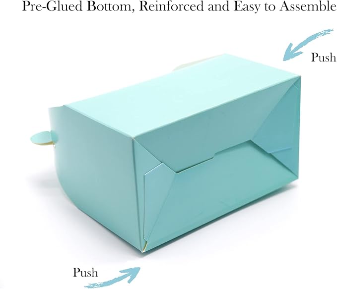 30-Pack Blue Party Favor Treat Boxes, Goodie Boxes, Gable Paper Gift Boxes with Handles. Perfect for Prince Party and Baby Shower Decoration Supplies