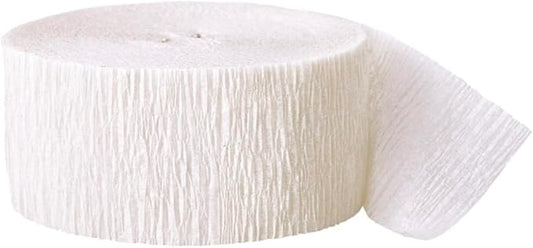 Premium White Crepe Paper Streamer - 81 ft (1 Pc) - Perfect for Birthdays, Weddings, and Events