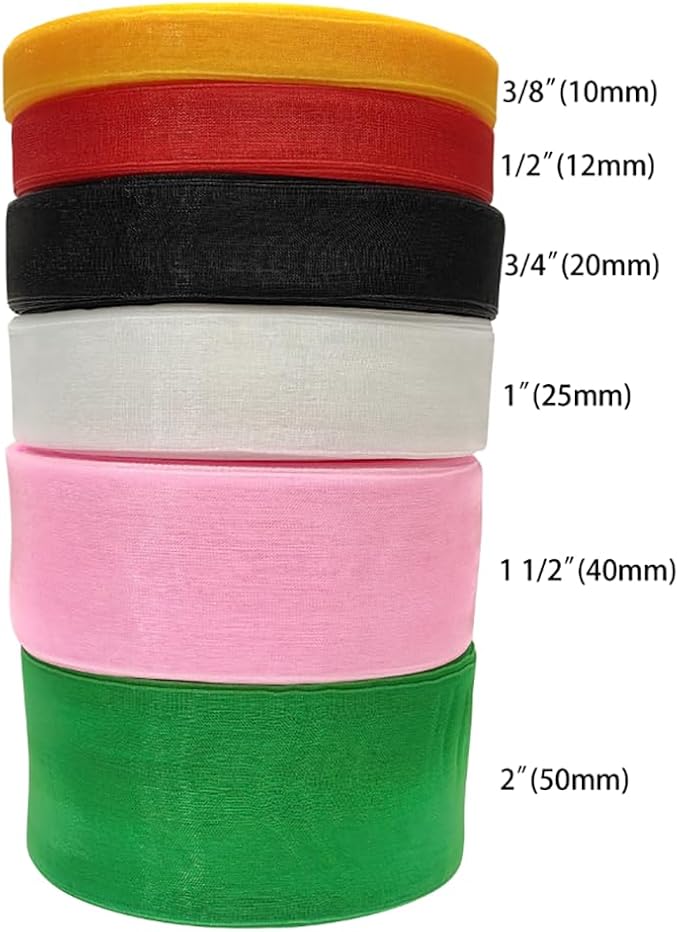 Chenkou Craft Solid Organza Ribbon 1 Roll 50 Yards Christmas Green 1" (25mm) Craft Bow Party Decoration Packing Ribbons (Green, 1"(25mm))