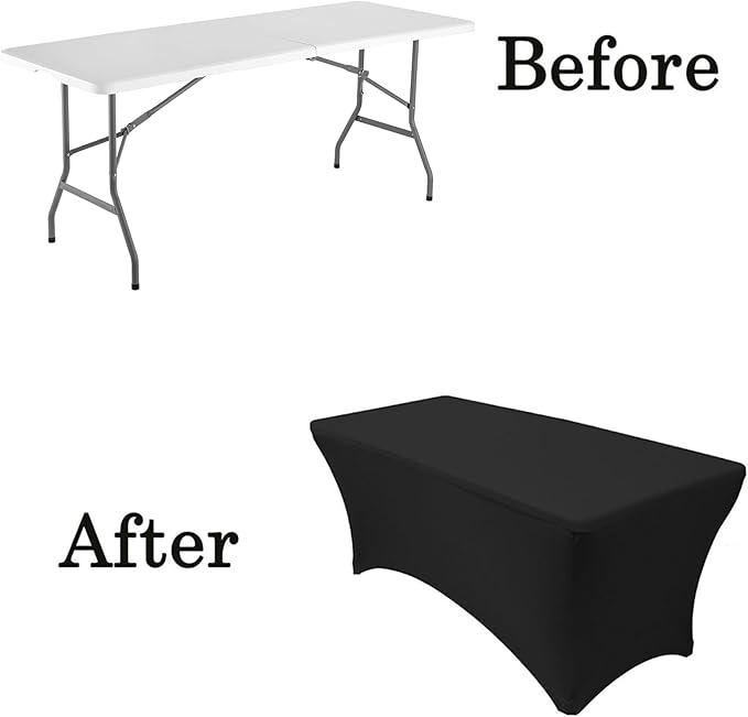 Folding Table 6ft, Portable Fold-in-Half Utility Table with Cloth for Party, Camping, Picnic, Banquet, Card, Wedding, Kitchen, BBQ - White