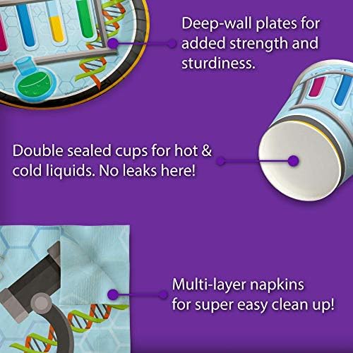 Super Science Birthday Party Supplies Set Plates Napkins Cups Tableware Kit for 16