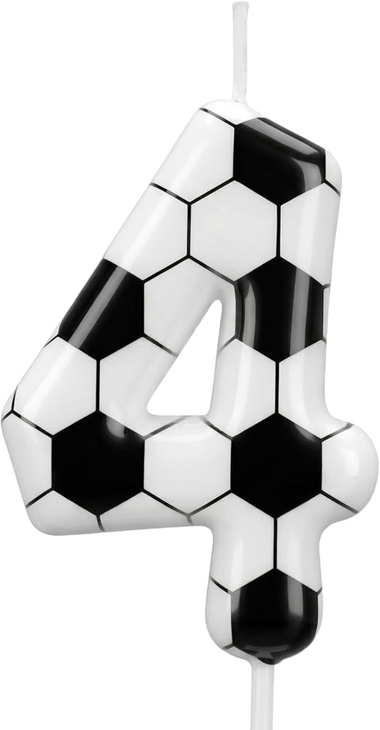 Soccer Number 4 Birthday Candle, 4th Birthday Candle Sport-Theme Cake Topper, Soccer Theme Party Decorations for Boys Girls, Party Supplies Birthday Gifts