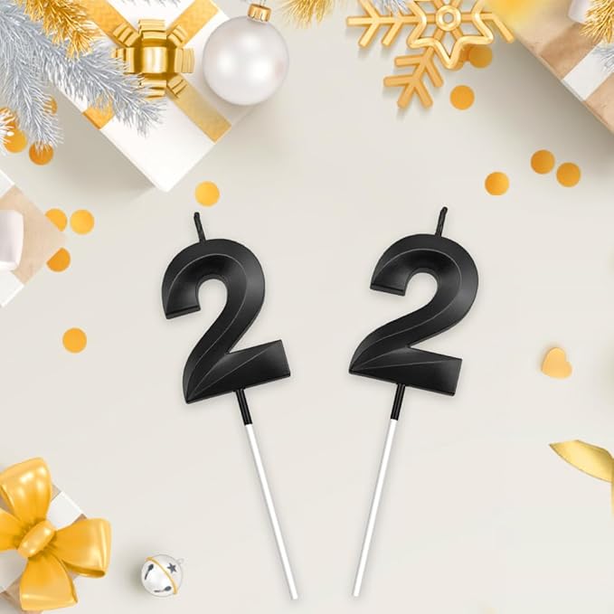 22th Birthday Candles 22 Candles for 22th Birthday Decorations for Boys Happy Birthday Cake Topper Black Birthday Candles Black Number Happy Birthday Decorations for Girls (22)