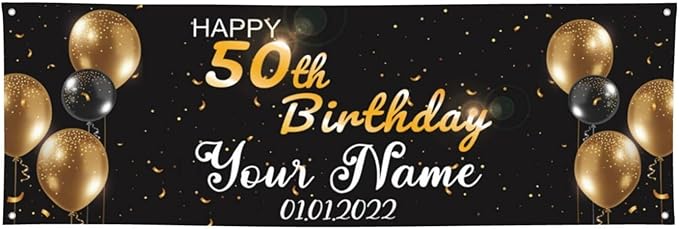 Happy Birthday Banner Personalized Name Photo Age Custom Birthday Banners and Signs Customize for Birthday Party Decoration 6'x2'
