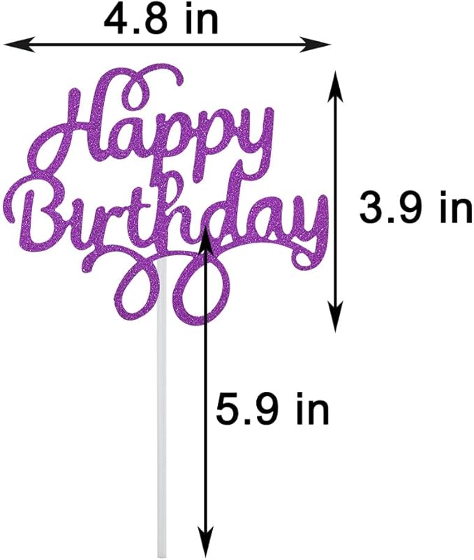 40 Pieces Happy Birthday Cake Toppers - Glitter Picks for Dessert Decorations - Party Supplies in 8 Colors