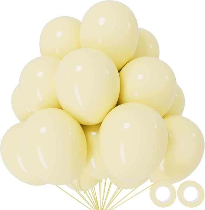110pcs Pastel Yellow Balloon 12 Inch, Pastel Yellow Latex Balloons for Birthday Party Baby Shower Wedding(with 2 Ribbons).