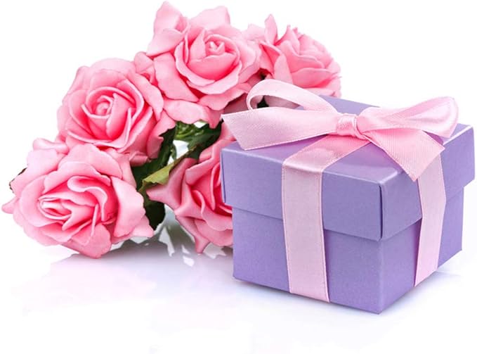 LIUYAXI Pink Double Face Satin Ribbon 2 Inch x 6 Rolls Total 60 Yards- White Pink Ribbon for Gift Wrapping, Crafts, Flower Bouquets, Hair Bows, Wedding,Valentine's Day