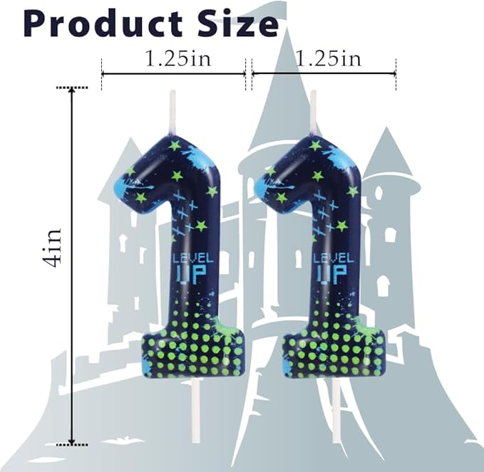 STG Birthday Candles for Boys - Number 11 Candle for Video Game Birthday Cake Topper, Fort Battle Level Up Game Themed Birthday Party Supplies (Number 11)