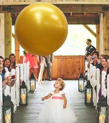 36 Inch Giant Latex Balloons, Pearl Gold Round Balloons for Birthdays Weddings Receptions Festival Party Decoration, Pack of 5 Pcs