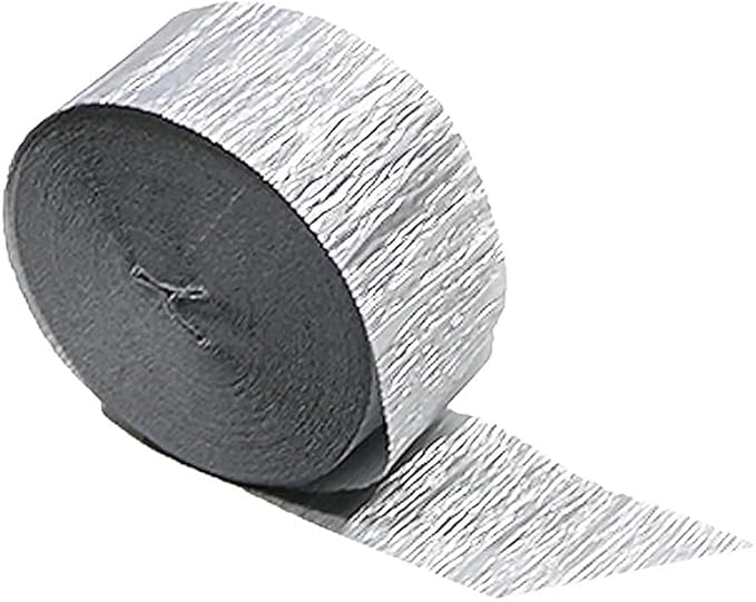 Metallic Silver Crepe Paper Streamers 2 Rolls Made in USA