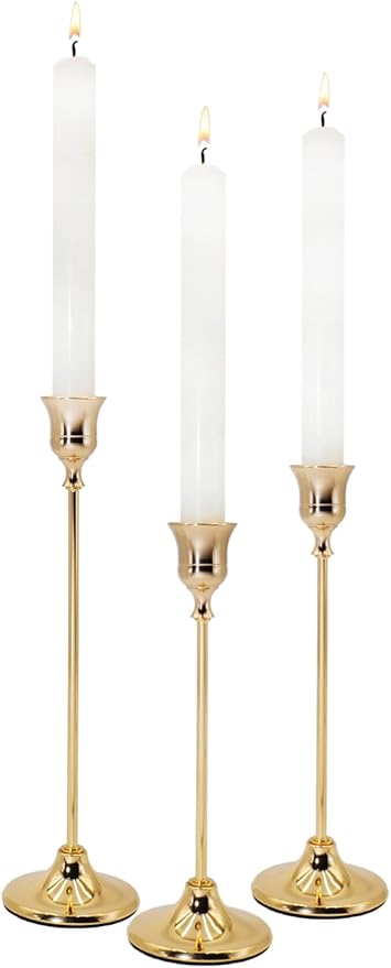 Candlestick Holders 3PCS, Metal Taper Candle Holder, Gold Vintage Candle Holders for Pillar Candles, Table Mantel Wedding Festive Decor Party Party Decor Christmas Decorations