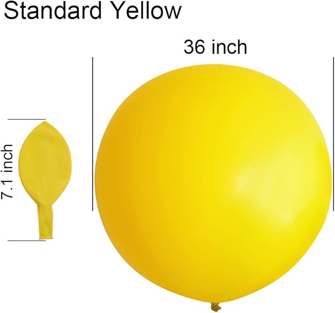 36 Inch Giant Latex Balloons, Standard Yellow Round Balloons for Birthdays Weddings Receptions Festival Party Decoration, Pack of 5 Pcs