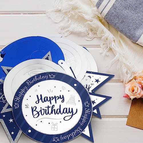 Happy 55th Birthday Blue & Silver Glitter Swirls Streamers Party Decorations - 15 Pcs 55th Birthday Hanging Swirls Streamers Kit,Perfect for 55th Bday Party Sign.