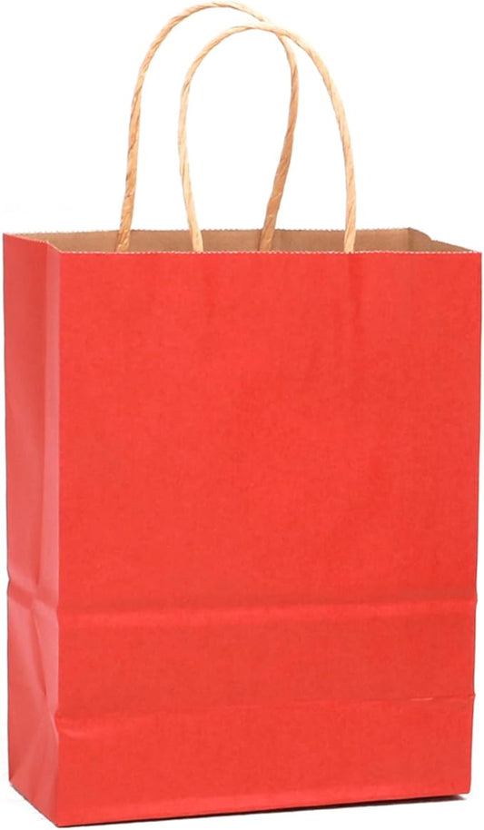 qiqee 32-Packs Red Paper Gift Bags with Handles Bulk 8.26"×6"×3.15" Small Size Gift Bags Multiple Uses（Small Size）