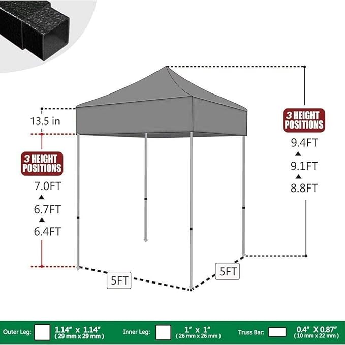 Eurmax USA 5x5ft Pop Up Canopy, Commercial Instant Tent for Outdoor Events, Patented No-Tip Rolling Storage Bag with 4 Sandbags, UV & Water Resistant, Heavy Duty Portable Shelter Gazebo,Burgundy