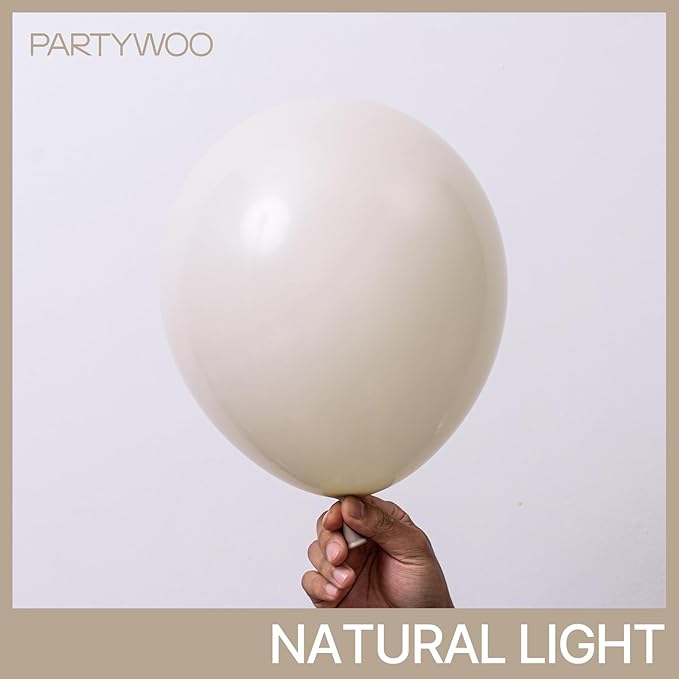 PartyWoo White Sand Balloons 155pcs Different Sizes of 18 12 10 5 Inch Off White Beige Cream Ivory Boho Neutral Balloon Arch Kit Garland for Wedding Baby Shower Birthday Party Decorations White-F12