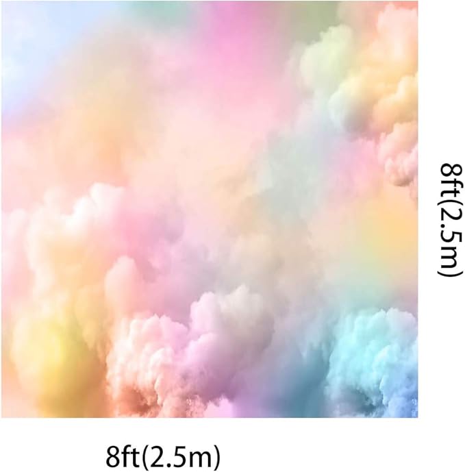 Kate Mysterious Colorful Clouds and Sky Photography Backgrounds 8x8ft Abstract Blur Backdrop Studio Baby Birthday Holiday Party Banner Photoshoot